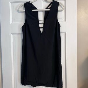 Plunged Neck & Back Black Sleeveless Dress